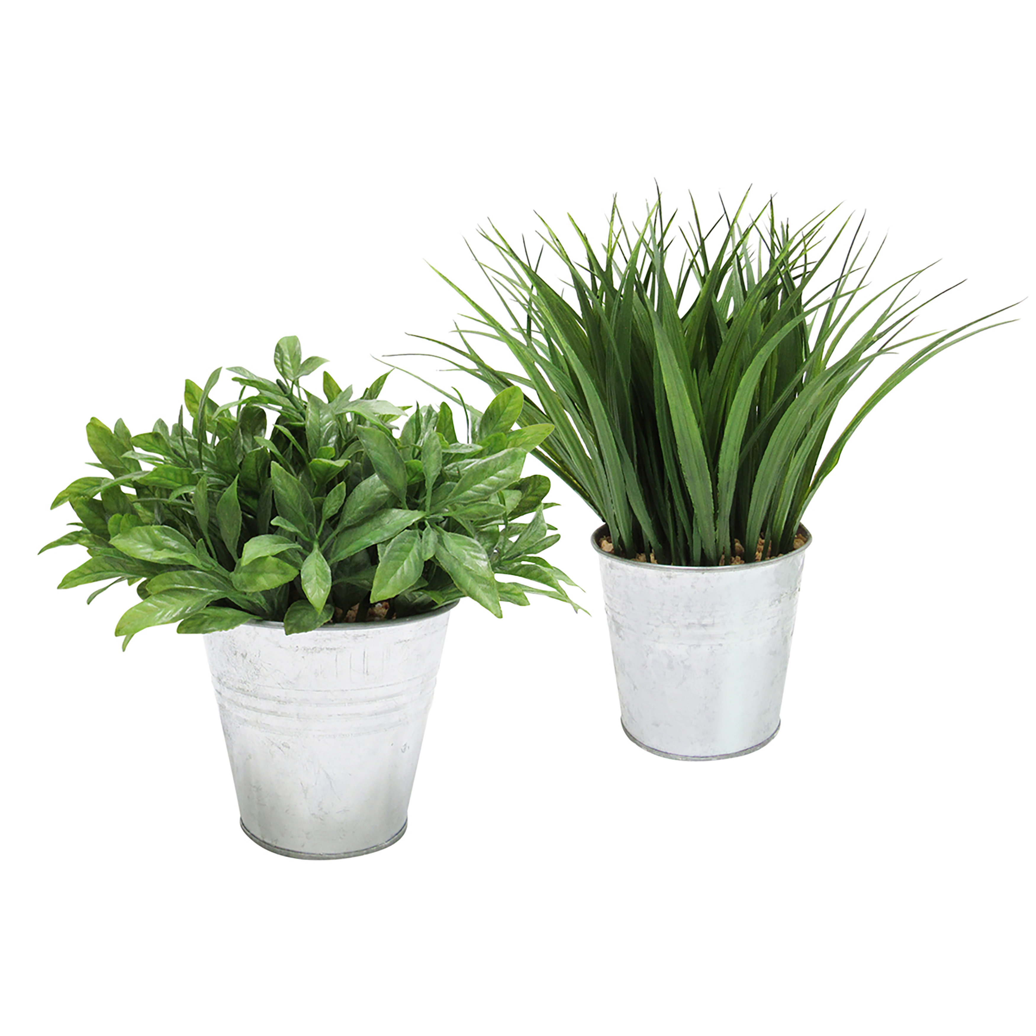 Primrue Artificial Grass Herb Plant In Metal Pot Set Wayfair