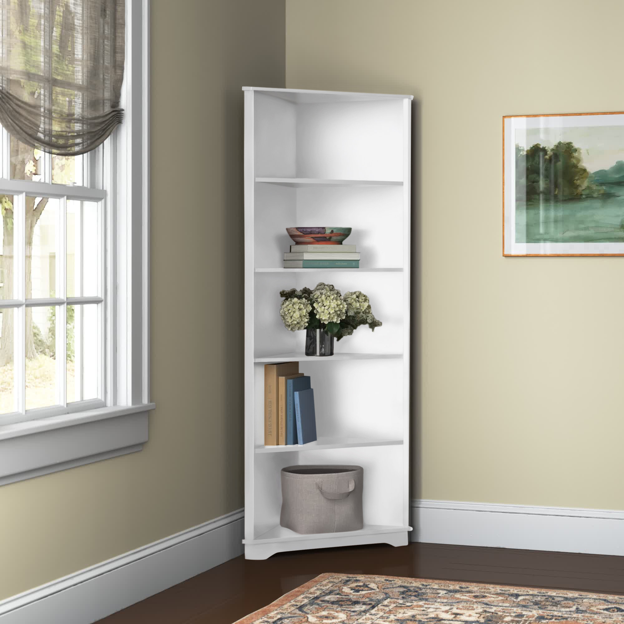 Lark Manor Metter 78'' H x 32'' W Solid Wood Corner Bookcase & Reviews