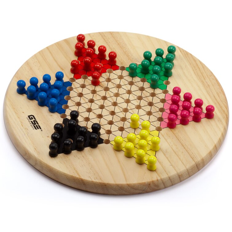 Wooden Traditional Hexagon Chinese Checkers Family Game Chessboard Game Set 