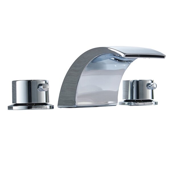 3Colors LED Waterfall Widespread Tub Basin Faucet Bathroom Mixer Sink Tap