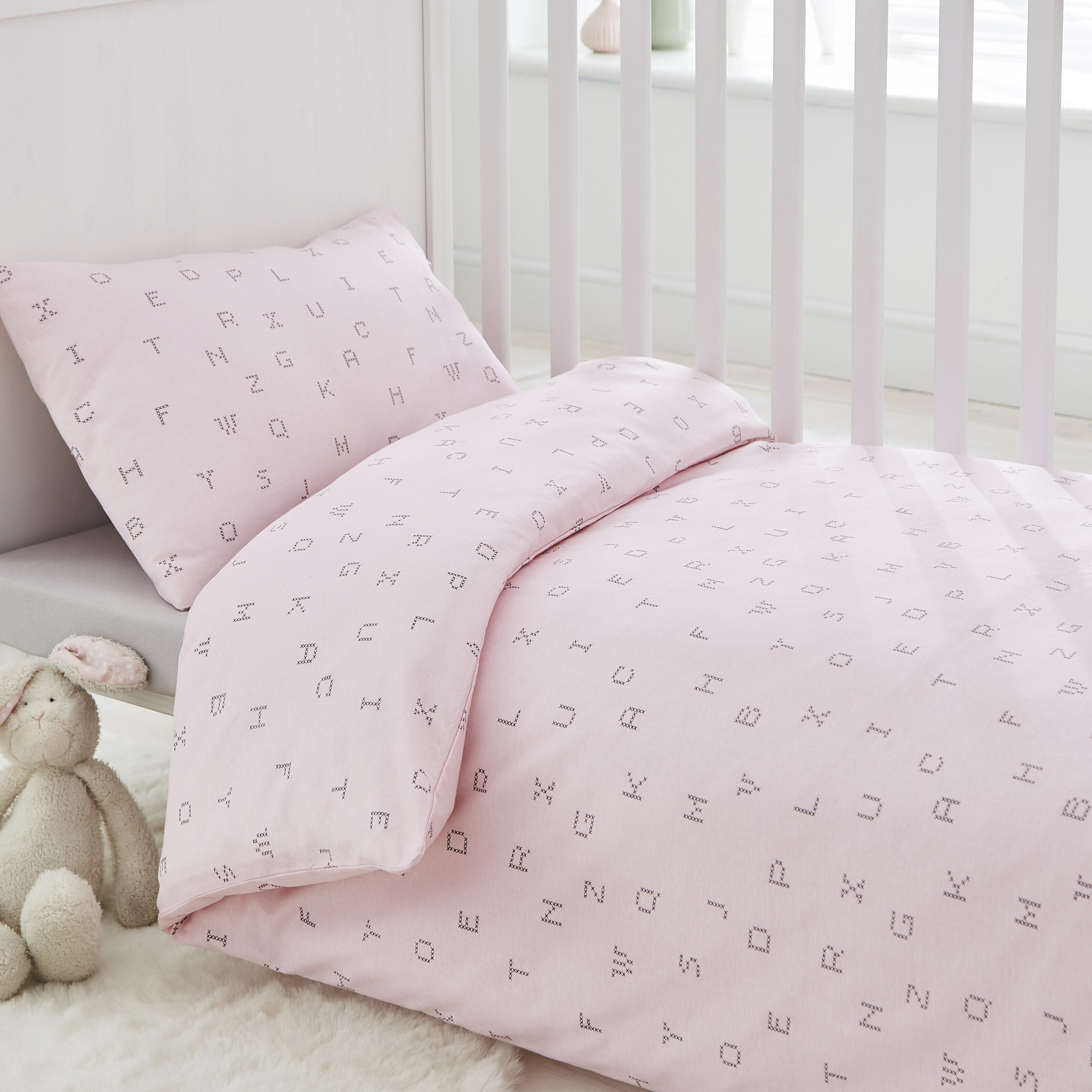 silent night cot bed duvet and pillow