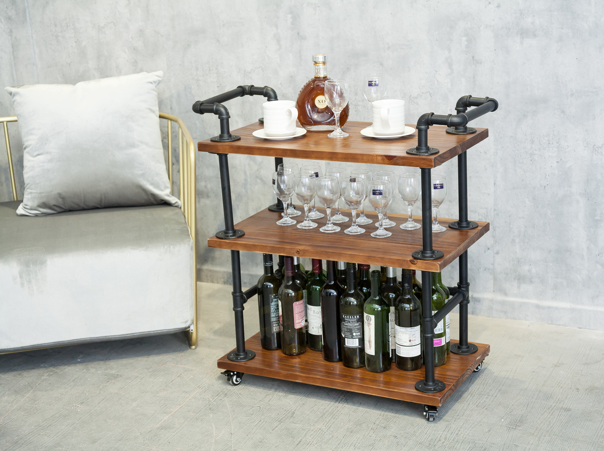 Williston Forge Arhondis Williston Forge Bar Cart with Steel Frame and ...