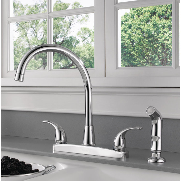 Peerless Faucets Double Handle Kitchen Faucet With Side Spray