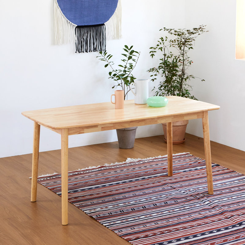 Husno 47" Rubberwood Solid Wood Dining Table Color: Natural, Size: 29.1" H x 47" L x 27.3" W