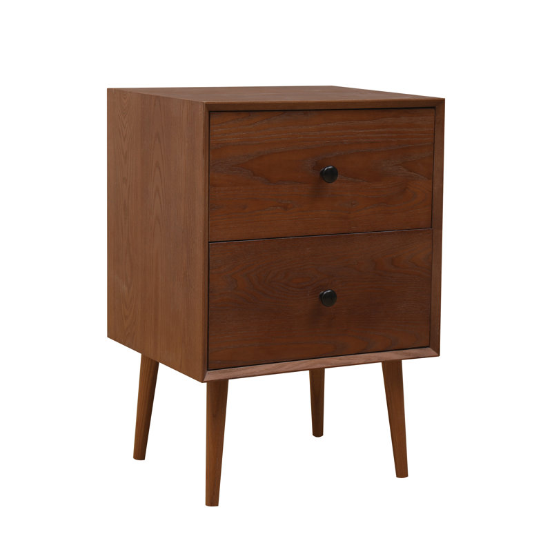 Corrigan Studio Furniture Flynn Mid Century Modern 2 Drawer Bedside Table 15 Inches Long X 18 Inches Wide X 26 Inches High Wayfair Ca
