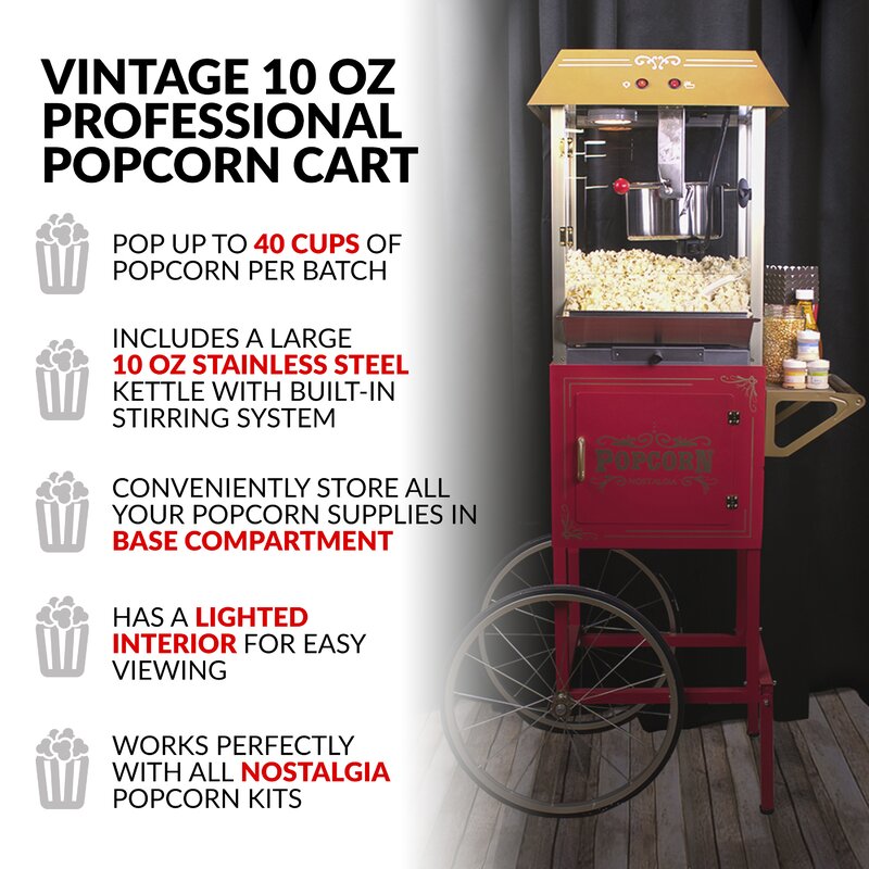 10 oz popcorn machine with cart