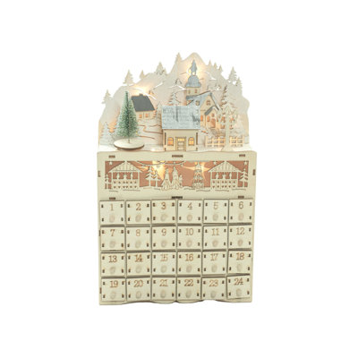 White Advent Calander LED Christmas Scene The Holiday Aisle