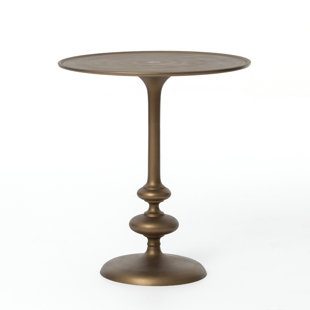 Go to store & view more images Matte Brass Pedestal End Table by Design Tree Home
