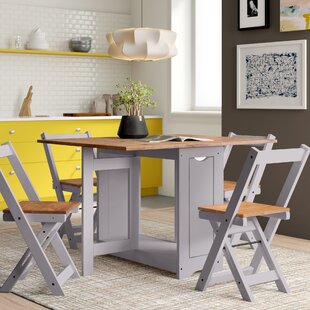 Mondeer Dining Table Set Grey Wooden with 2 Benches for Kitchen Dining Room Small Apartment 