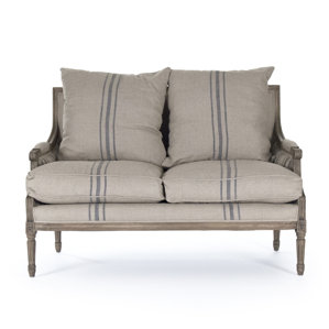 Bodil Khaki Linen Loveseat by One Allium Way