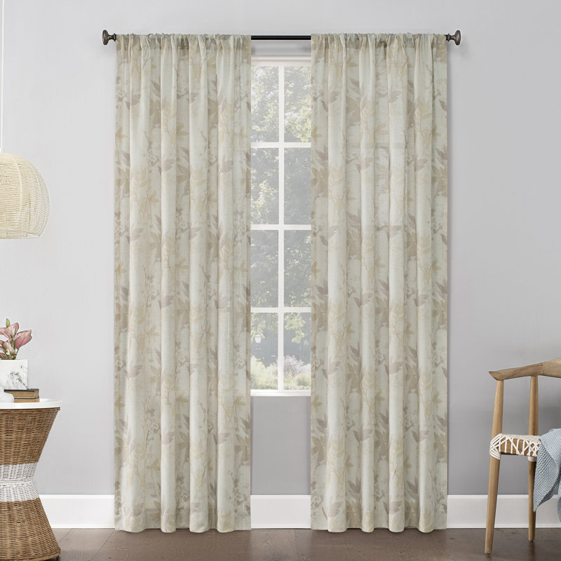 Fryer Watercolor Floral Semi Sheer Rod Pocket Single