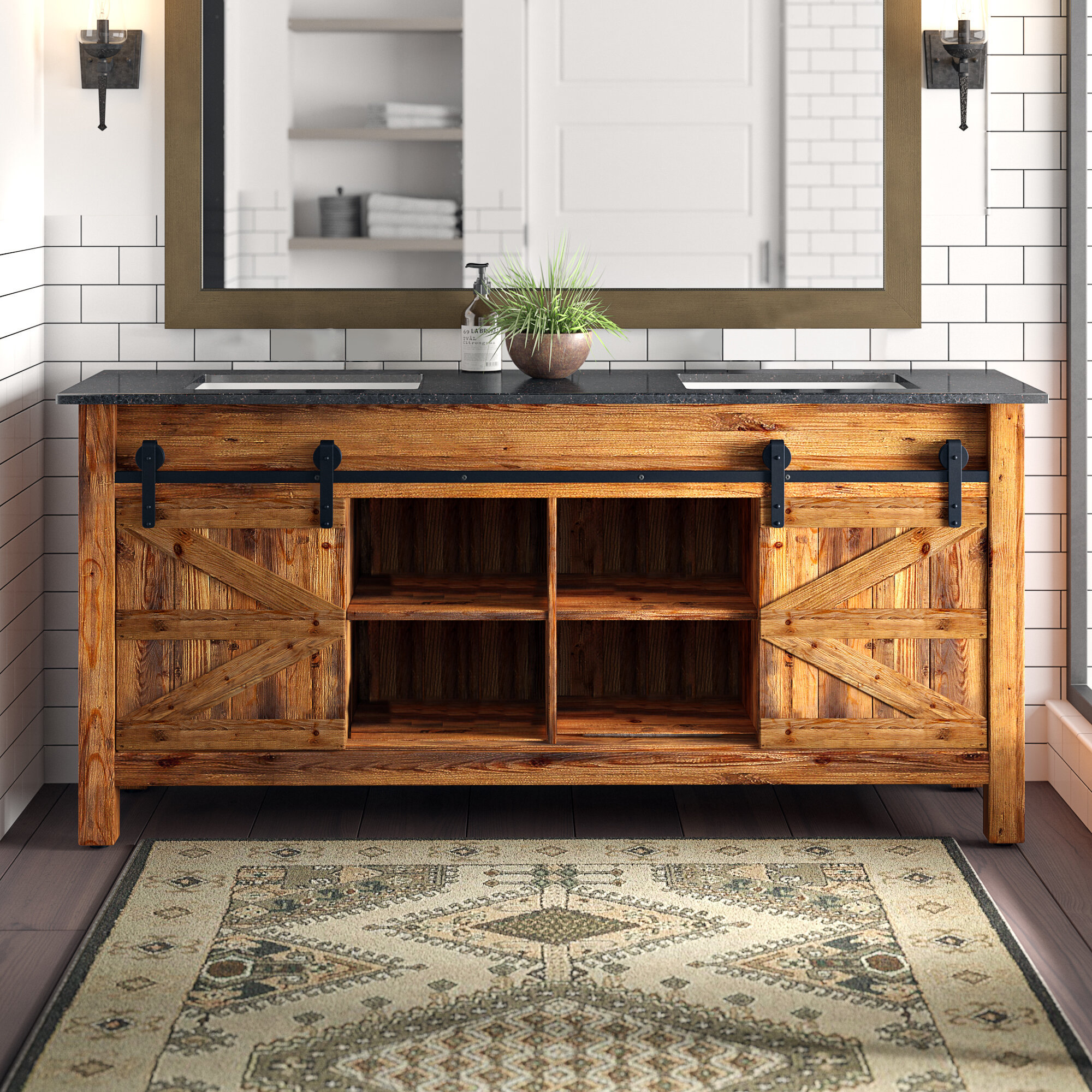 Loon Peak?? Nixa Barn Door 72" Double Bathroom Vanity Set | Wayfair