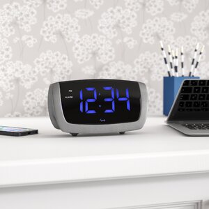 LED Blue Digit USB Alarm Clock