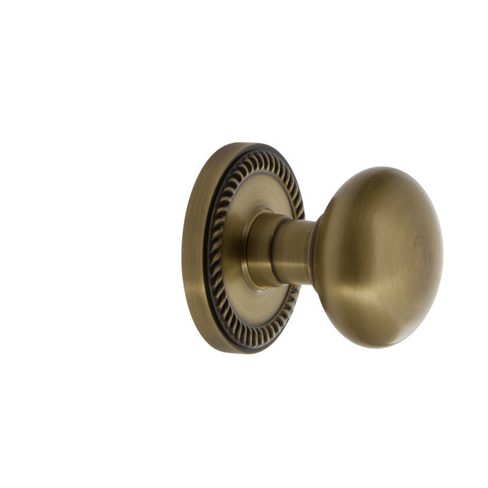 Polished Nickel Single Dummy Grandeur Newport Rosette with Fifth Avenue Knob