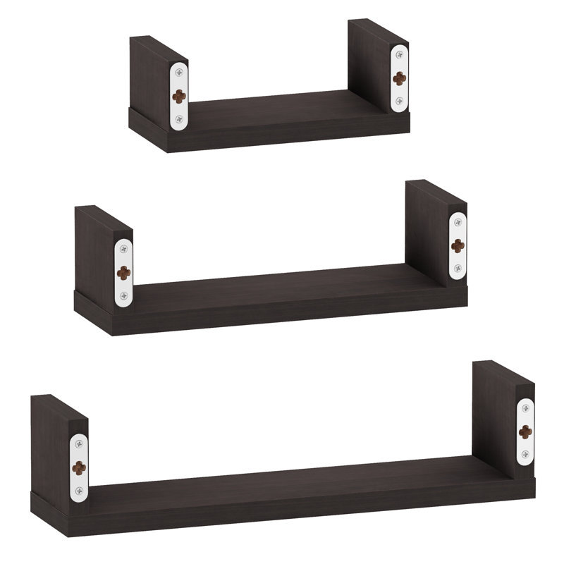 Ebern Designs Rolande Wall Mounted 3 Piece Floating Shelf Set