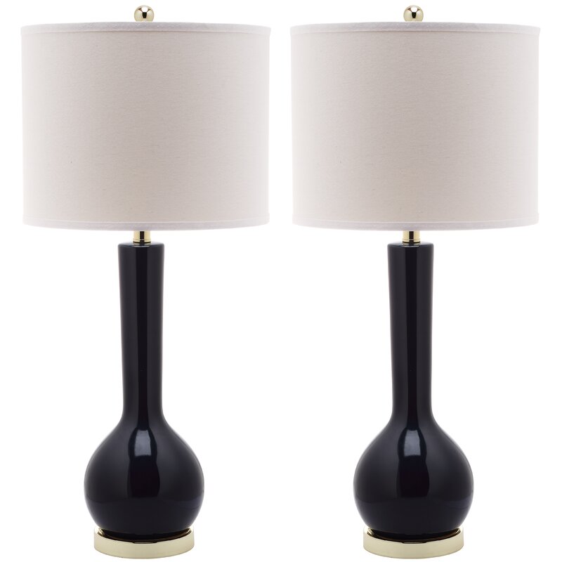 Safavieh Navy Blue Long Neck Table Lamp - set of 2. #singlegourd #navyblue #tablelamps