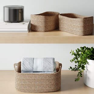 Set Of 3 Handmade With Natural Reed Fiber And Corn Leaf Woven Baskets Set