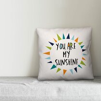 Linen Throw Decorative Pillow Case Cushion Cover You Are My Sunshine Words JJ