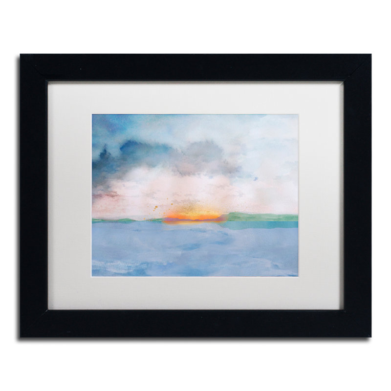 East Urban Home Sunset Framed Watercolor Painting Print Wayfair
