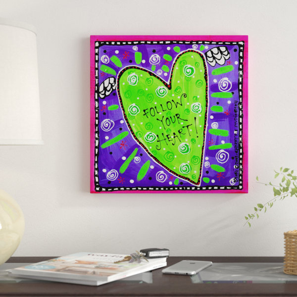 Winston Porter Follow Your Heart Green Acrylic Painting Print On