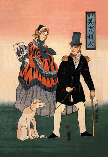 Buyenlarge English Couple With Dog Look At Painting Painting