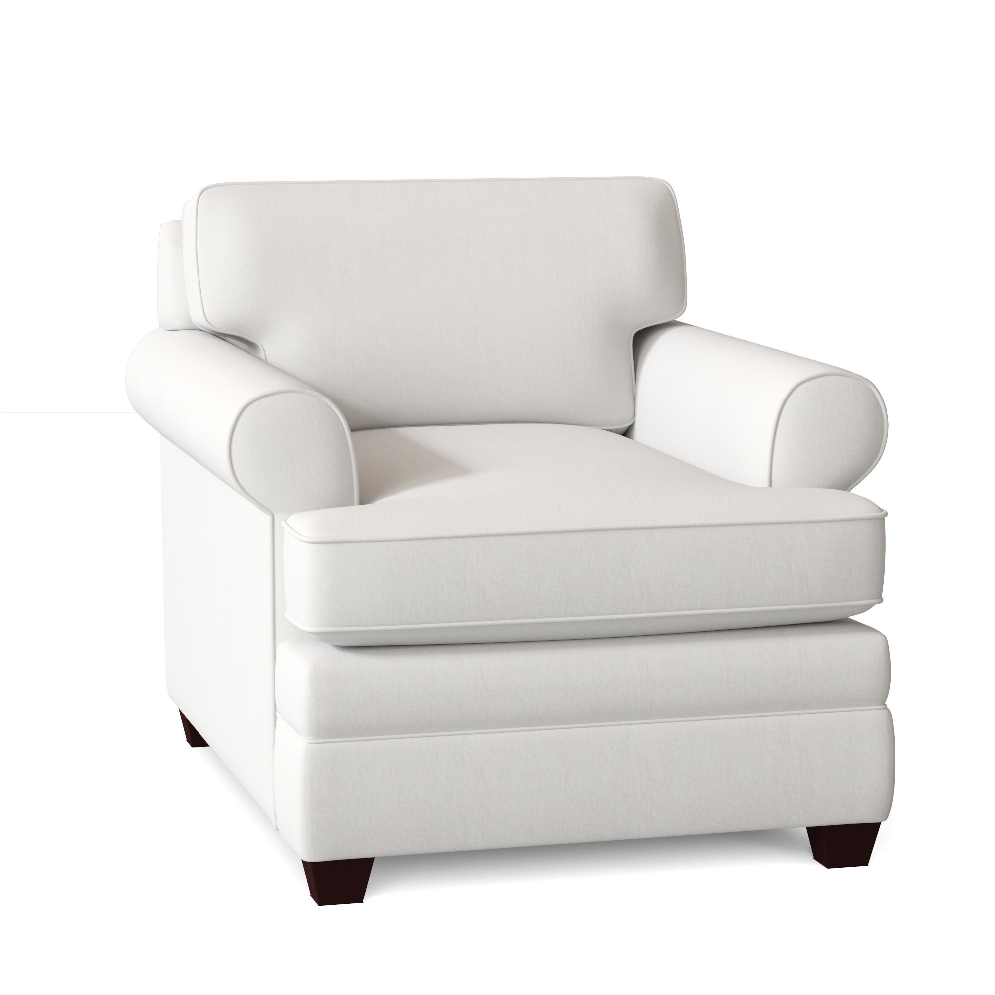 white rolled arm chair