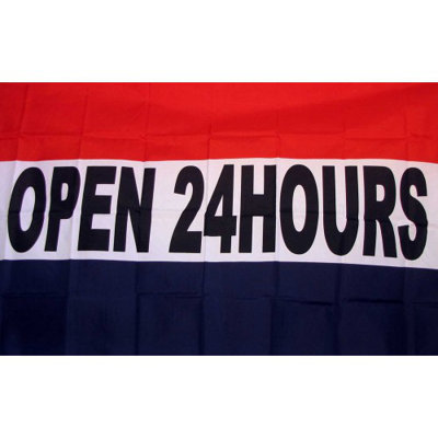 Open 24 Hours Traditional Flag NeoPlex Open 24 Hours Traditional Flag NeoPlex