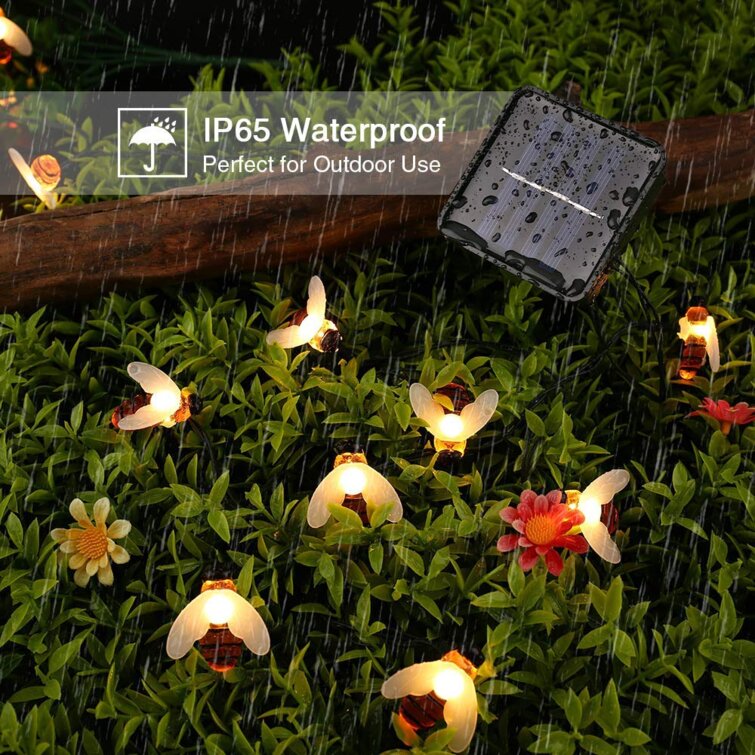 IP65 Honey Bee Solar Fairy String Lights 30 LED 8 Modes Switch Garden Lawn Decor 