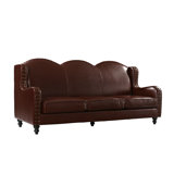 Brown Leather Studded Couch Wayfair Ca