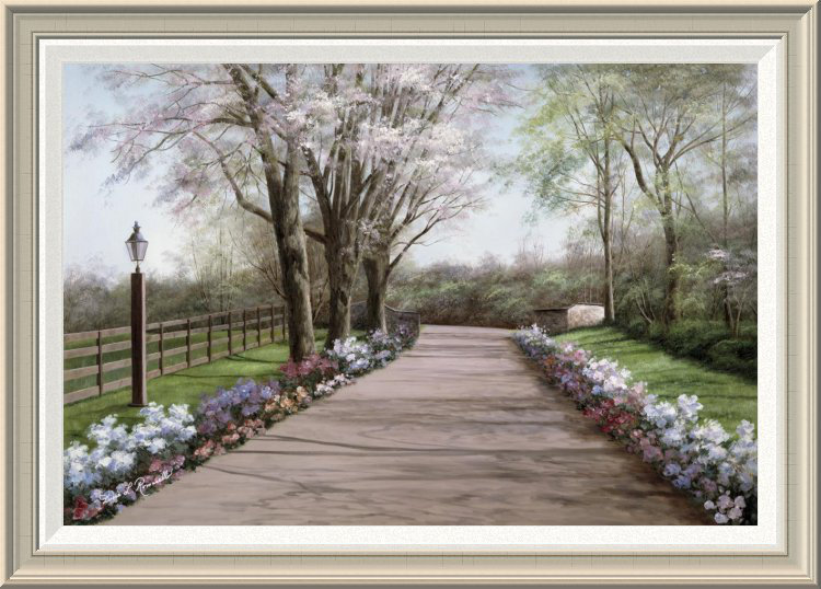 Global Gallery Country Lane by Diane Romanello Picture Frame Print