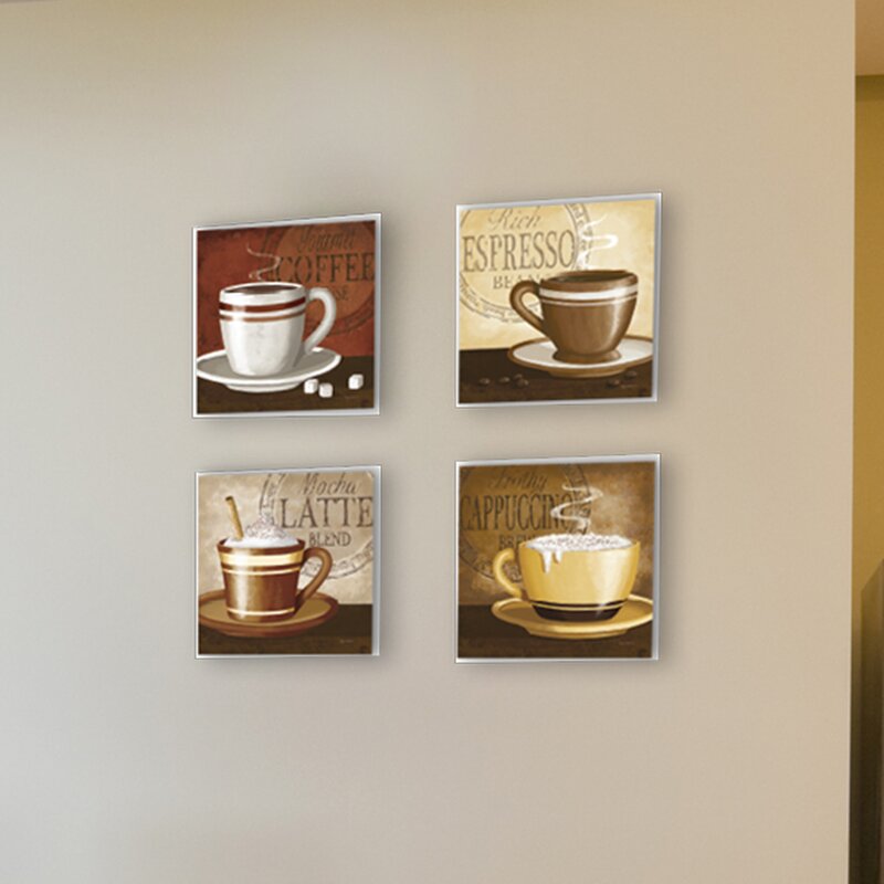 Winston Porter Espresso Coffee Latte Cappuccino 4 Piece Graphic Art Wall Plaque Print Set On Wood Reviews Wayfair