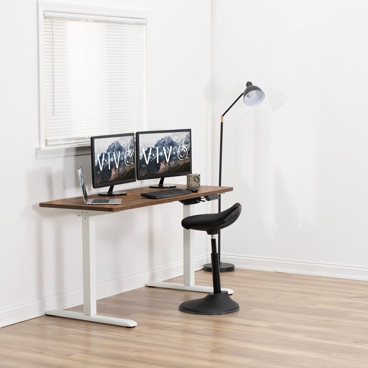 VIVO Manual 43” x 24” Stand Up DeskVintage Brown Table Top Black Frame