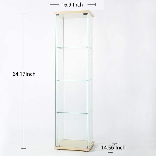 Ebern Designs Glass Cabinet Glass Display Cabinet 4 Shelves With Door ...