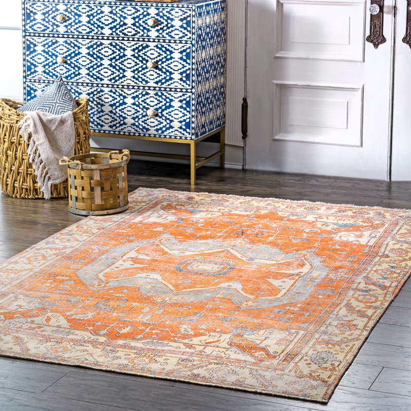 World Menagerie Ejvind Orange Area Rug 