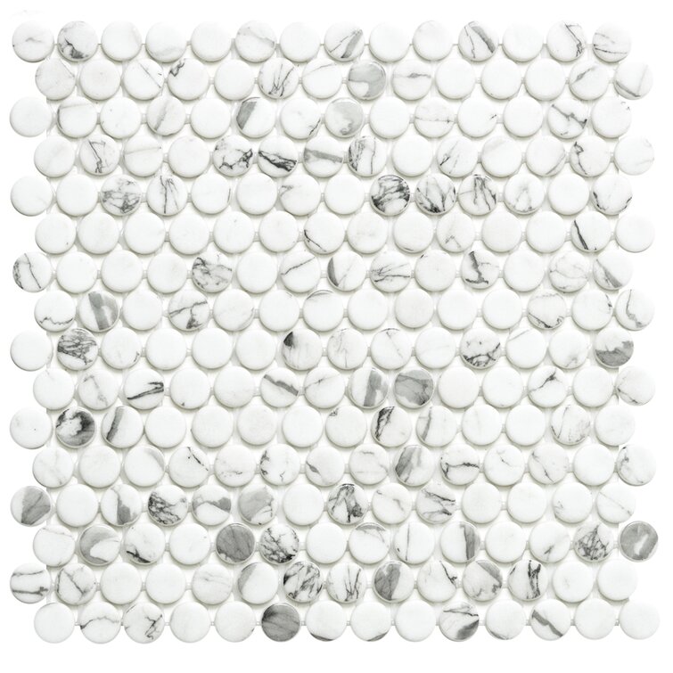 Eterna Recycled 12" x 12" Glass Penny Round Mosaic Wall & Floor Tile
