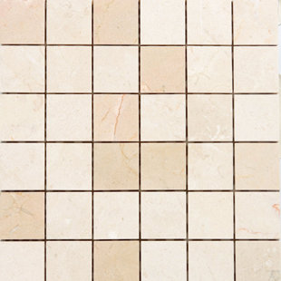 2" x 2" Marble Mosaic Tile in Polished Crema marfil by