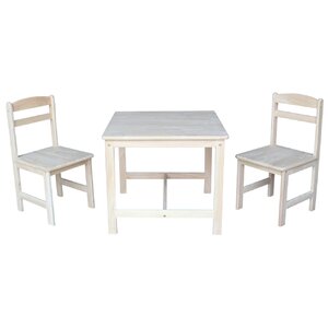 Unfinished Wood Kids' 3 Piece Table and Chair Set