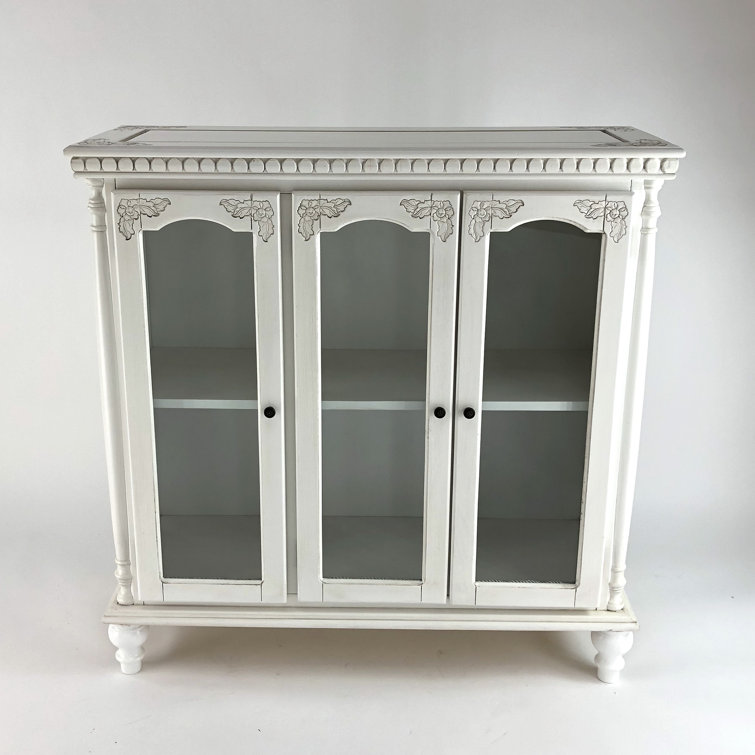 Georgetta Carved Glass 3 Door Accent Cabinet Georgetta Carved Glass 3 Door Accent Cabinet