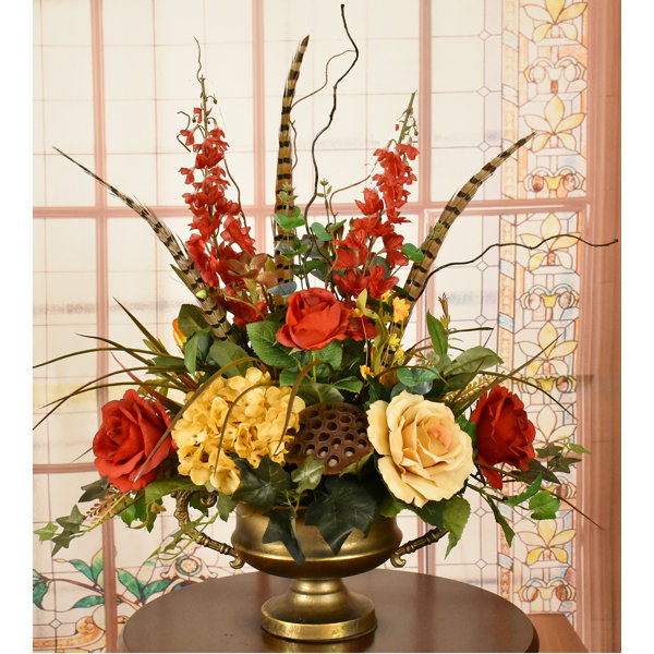 Floral Home Decor Silk Flower Floral Arrangement & Reviews | Wayfair