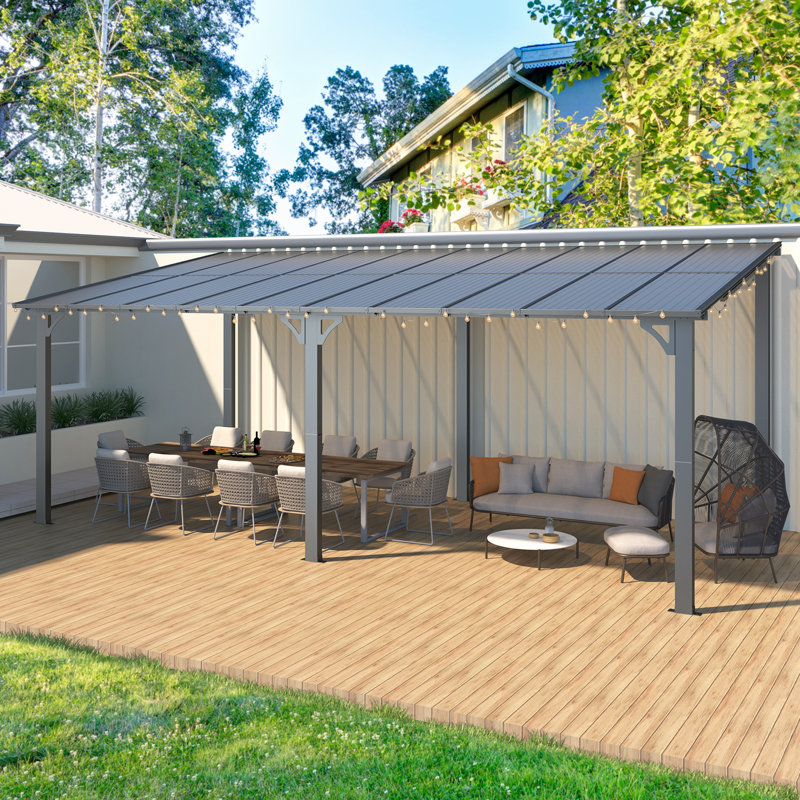 Incomplete Aluminum Pergola with Canopy Color: Gray, Size: 12 ft x 10 ft