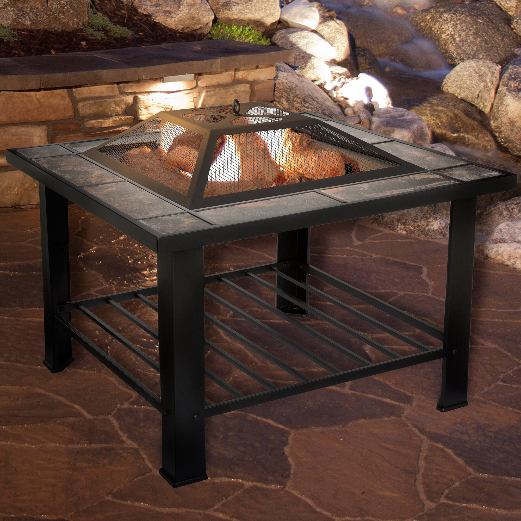 Millwood Pines Izquierdo Steel Wood Burning Fire Pit Table