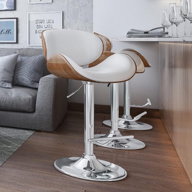 Modern Walnut Adjustable Bar Stool Chair with Chrome Base by Coaster 100396 