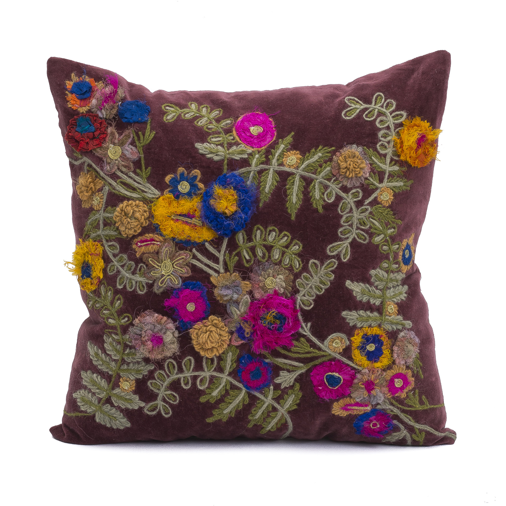 velvet floral pillow