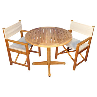 Go to store & view more images Oxford 3 Piece Teak Dining Set with Sunbrella Cushions by Regal Teak
