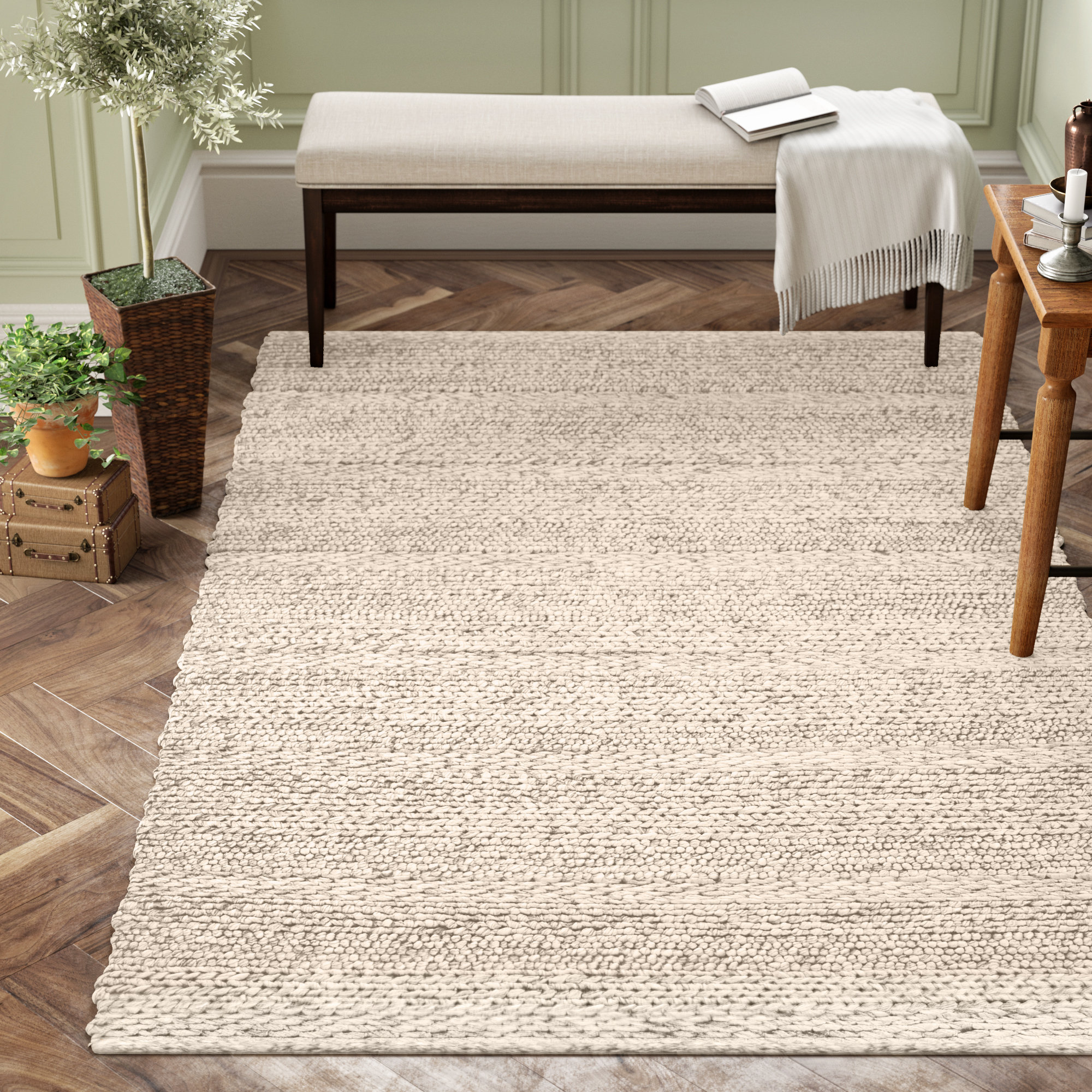 Beachcrest Home Othello Handwoven Wool Cream Rug Reviews Wayfair