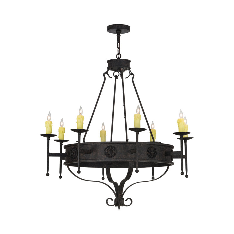 Fleur De Lis Living Gavril 8 Light Candle Style Wagon Wheel Chandelier Wayfair