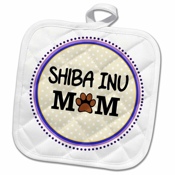 3drose Shiba Inu Dog Mom Doggie Mama By Breed Paw Print Mum Love Doggy Lover Pet Owner Circle Potholder