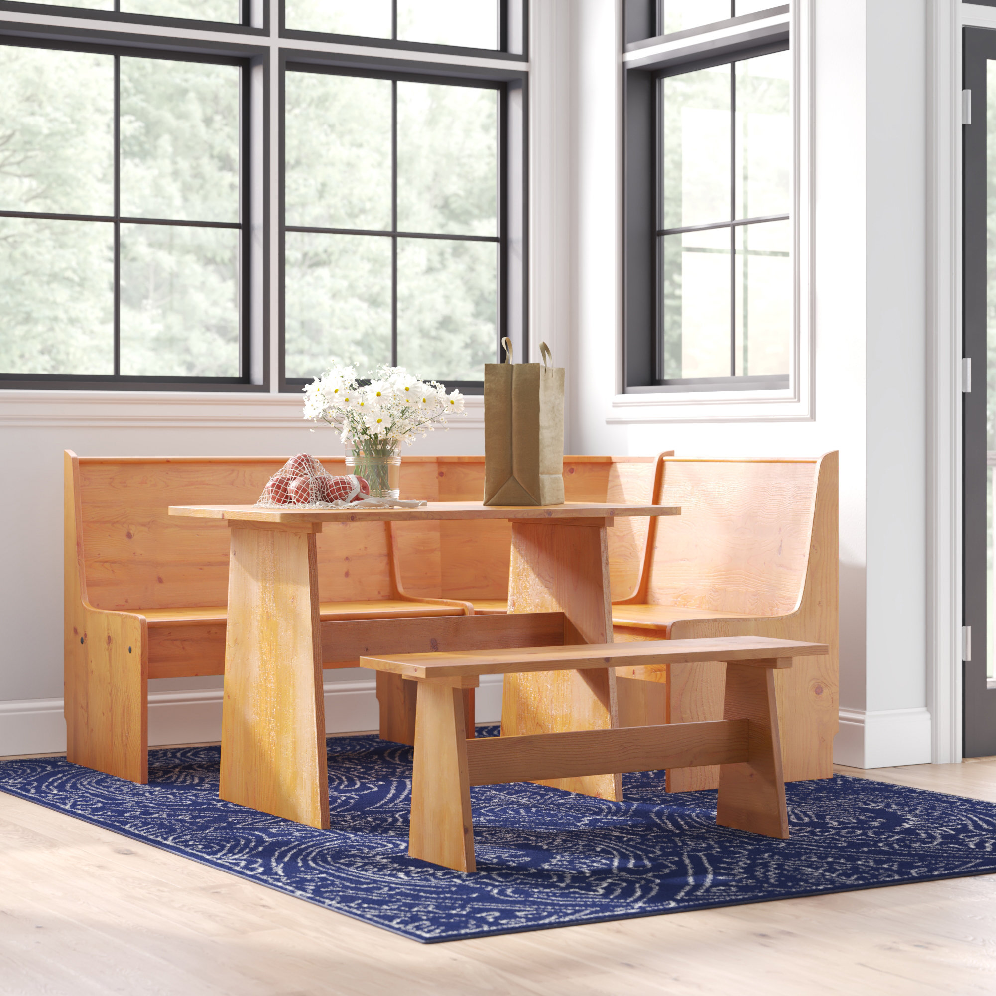 Andover Mills™ Felicia 5 Person Pine Solid Wood Breakfast Nook Dining