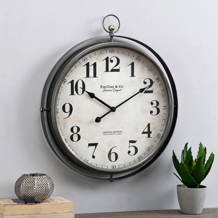 Bronze 20 x 20 x 5 cm Premier Housewares Wall Clock 