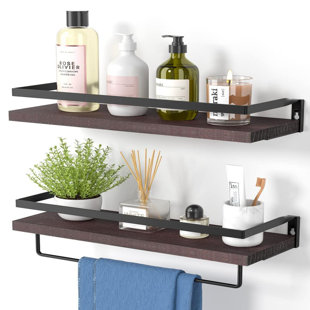 Set of 4 Brown Intersecting Decorative Color Wall Shelf Putting Plants & Picture 
